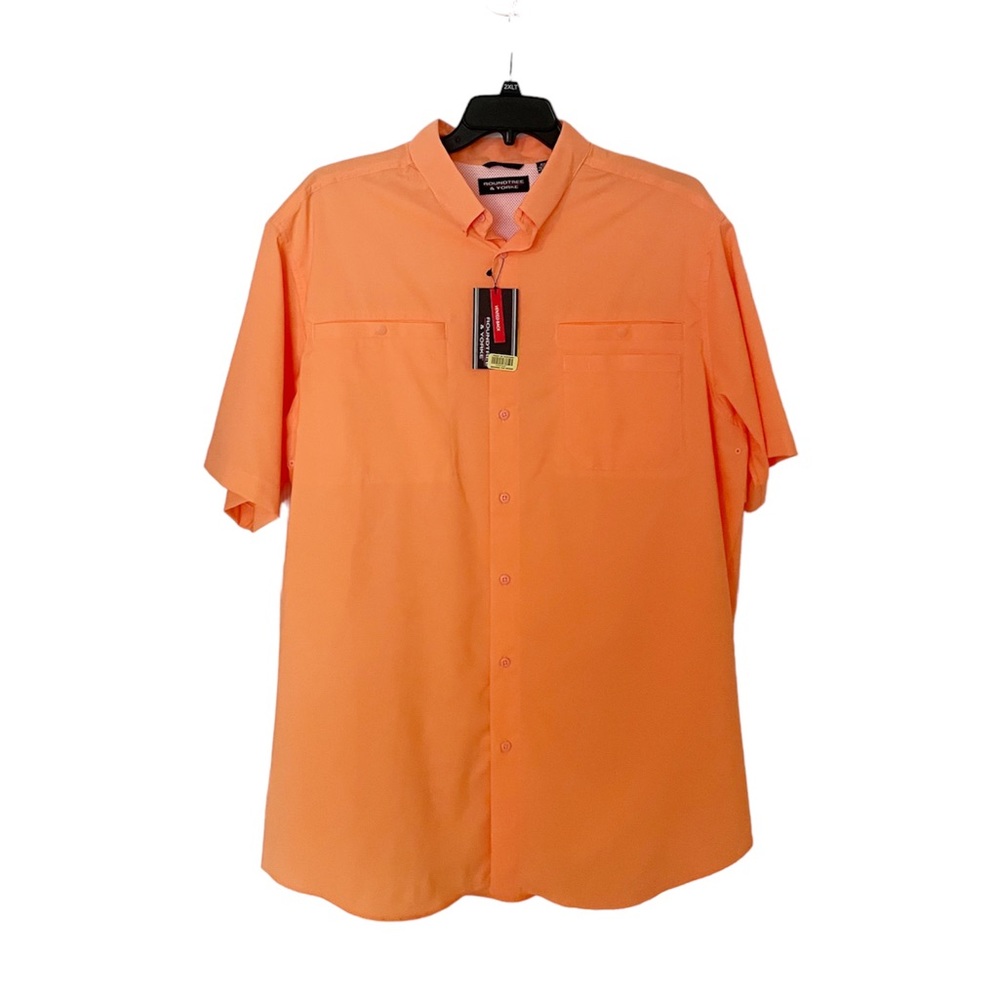 Roundtree & Yorke NWT peach color button down fishing shirt 2XT